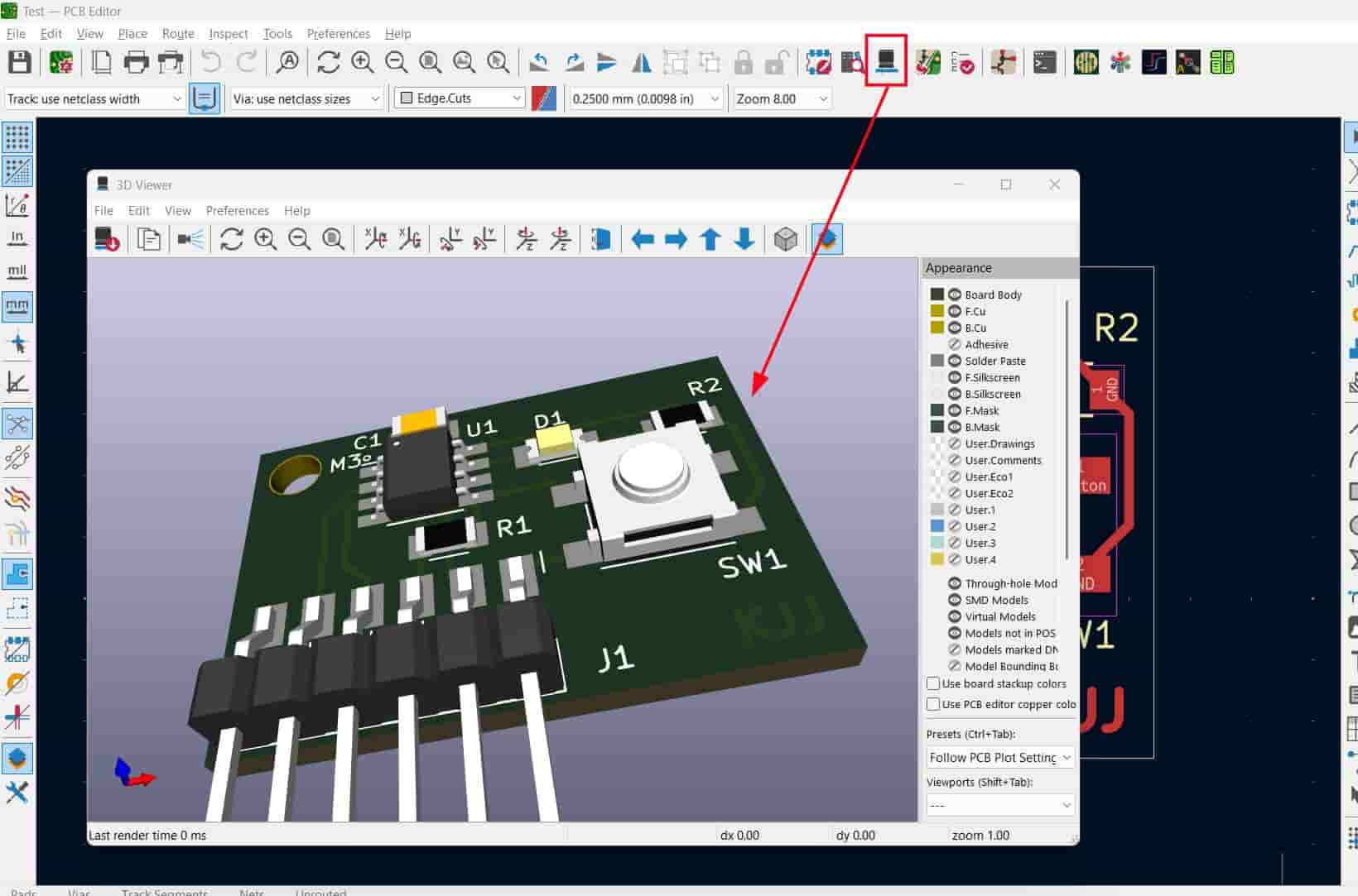 KiCAD 3D viewer